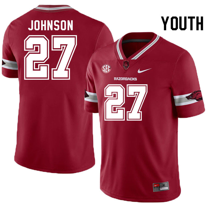 Youth #27 Ahkhari Johnson Arkansas Razorbacks College Football Jerseys Stitched-Alternate Cardinal